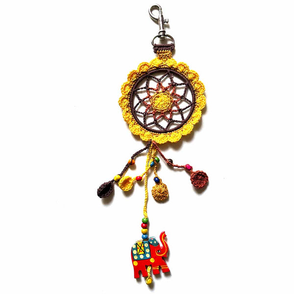 Yellow Color | Charm | Charm With Lobster | Color Combination Elephant bag Charm | Charm With Lobster | Yellow Color | Brown Color | Online Art | Art Craft | Craft | Decoration | Decoration Essentials | Metal Thread | Craft Shop India