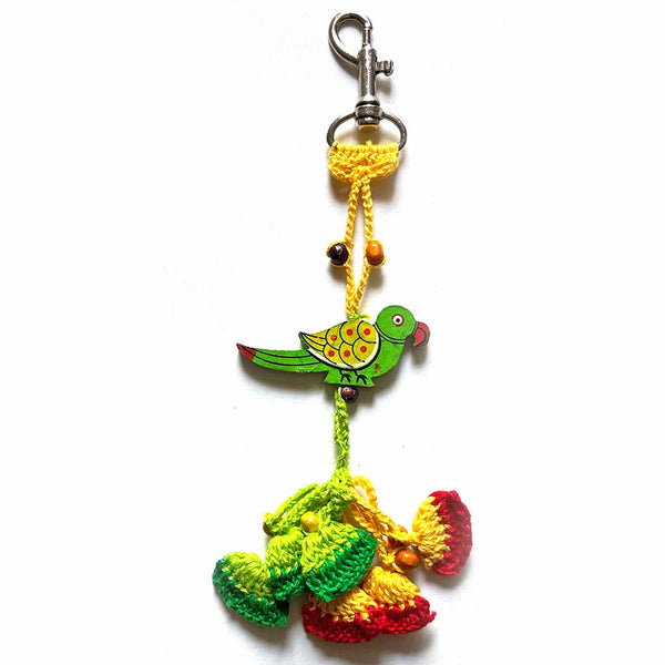 Yellow Parrot Bag | Green parrot Bag | Combination Parrot Bag | Parrot Bag Charm | Charm with Lobster | Craft Shop Indiarm With Lobster | Art Craft | Art