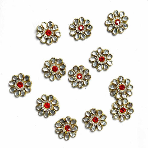 Kundan Flower Shape Booti Pack Of 10