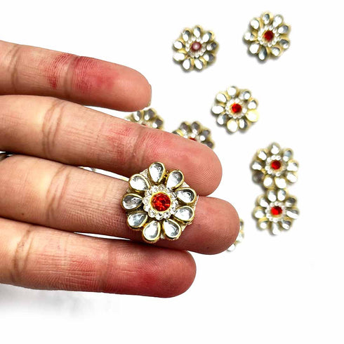 Kundan Flower Shape Booti Pack Of 10