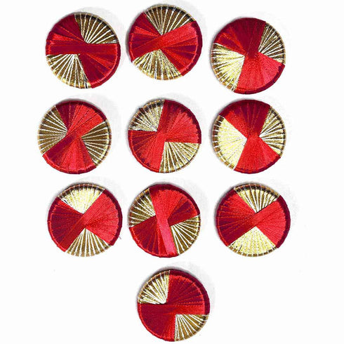 Red And Golden Gota Plate Pack Of 20