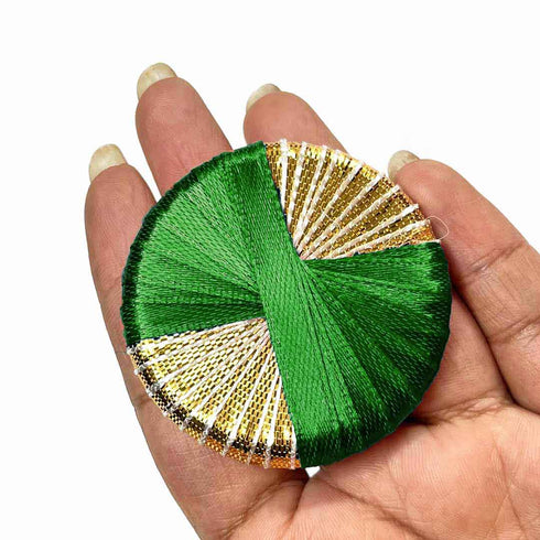 Green And Golden Gota Plate Pack Of 20