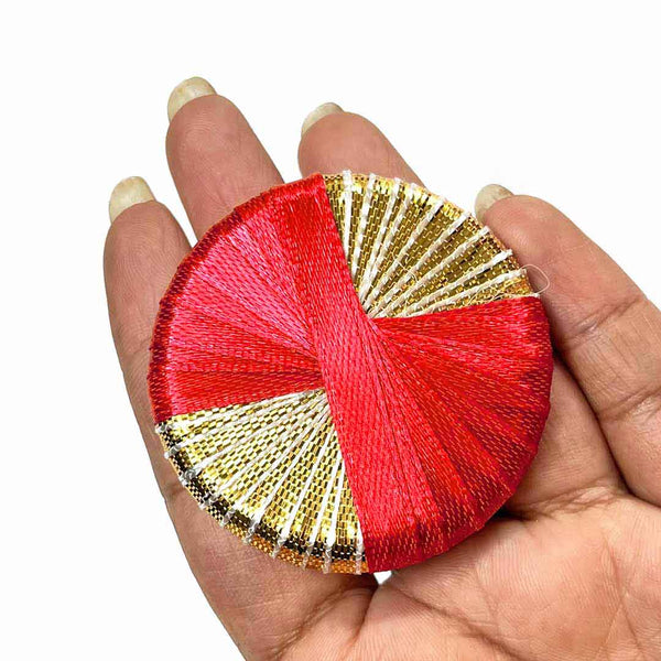 Red And Golden Gota Plate Pack Of 20