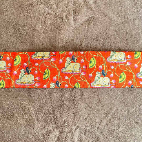 Orange Color Pichwai Print Toran Patta (Base)