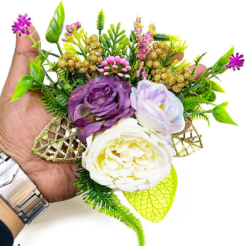 Move & Cream Color Flower Bunch Pack Of 2 for Trousseau & Gift Packaging, Wedding & Festive Decoration