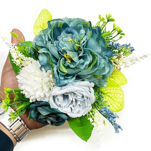 Shades Of Blue Color Big Size Flower Bunch Pack Of 2 for Trousseau & Gift Packaging, Wedding & Festive Decoration | Craft Shop India