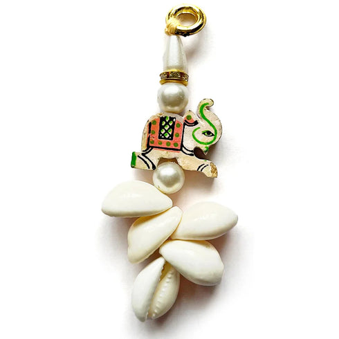 Kaudi & Cream Elephant Tassels Latkan Set Of 10 For Saree Pallu, Dupatta, Blouse, Dress DIY, Art & Craft | Craft Shop India