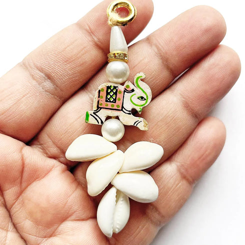 Kaudi & Cream Elephant Tassels Latkan Set Of 10 For Saree Pallu, Dupatta, Blouse, Dress DIY, Art & Craft | Craft Shop India