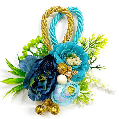 Navy Blue & Sky Blue Flower Bunch Pack of 4 for Trousseau, Gift & Wedding Décor | Craft Shop India