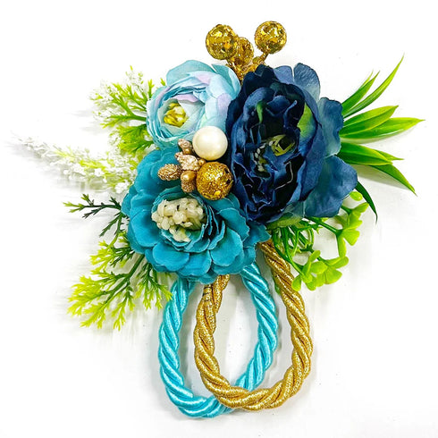 Navy Blue & Sky Blue Flower Bunch Pack of 4 for Trousseau, Gift & Wedding Décor | Craft Shop India