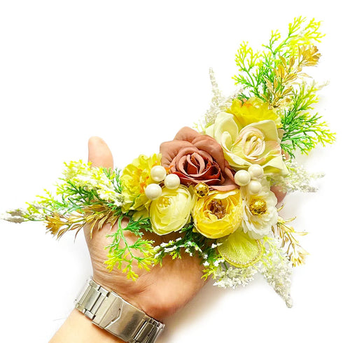 Premium Big Size Brown & Pista Green Flower Bunch Pack of 2 for Gift, Hamper & Trousseau Packing | Craft Shop India