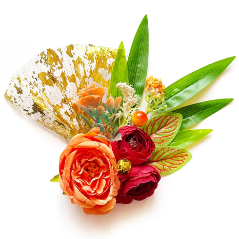 Artificial Cabbage Rose with Bamboo Grass Flower Bunch Set of 4 for Trousseau, Wedding & Festive Decoration | Craft Shop India