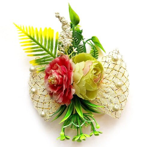 Red & Parrot Green Ready-to-Use Peony Flower Bunch Pack of 4 for Wedding & Festive Decoration | Craft Shop India