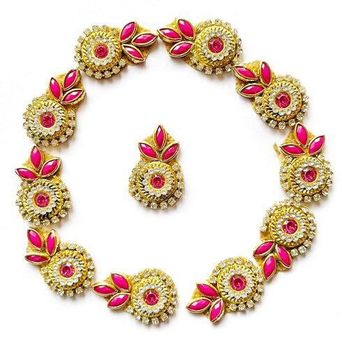 Flower Shape Kundan Patch Pack of 25 – Elegant Embellishments for Ethnic Wear & DIY Craft