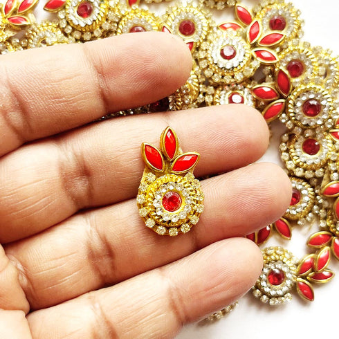 Flower Shape Kundan Patch Pack of 25 – Elegant Embellishments for Ethnic Wear & DIY Craft