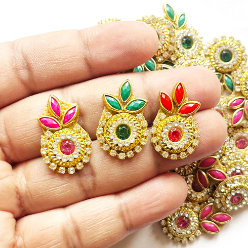 Flower Shape Kundan Patch Pack of 25 – Elegant Embellishments for Ethnic Wear & DIY Craft