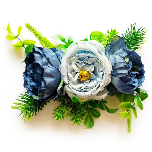 Cabbage Rose Flower with Big Peonies Leaf Bunch Set of 3 for Trousseau Packing & Festive Decoration | Craft Shop India