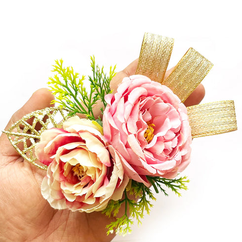 Big Peony with Cabbage Rose Flower Bunch Set of 4 for Trousseau Packing, Hamper & Wedding Décor | Craft Shop India