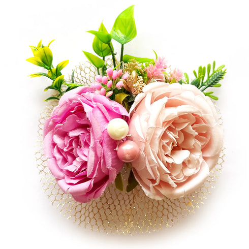 Ready-to-Use Baby Pink Cabbage Rose Bunch Pack of 2 for Hampers, Trousseau & Festive Décor | Craft Shop India