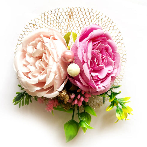 Ready-to-Use Baby Pink Cabbage Rose Bunch Pack of 2 for Hampers, Trousseau & Festive Décor | Craft Shop India