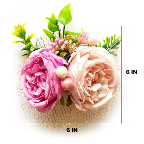 Ready-to-Use Baby Pink Cabbage Rose Bunch Pack of 2 for Hampers, Trousseau & Festive Décor | Craft Shop India