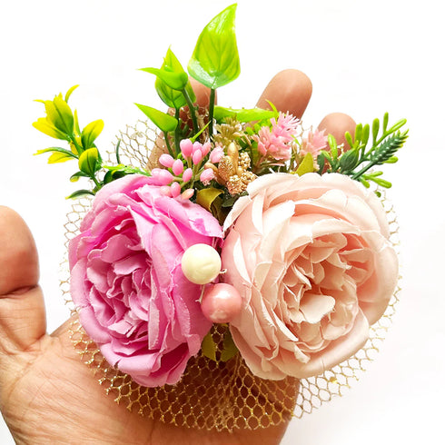 2 Cabbage Rose Flower Bunch Set of 4 for Trousseau Packing, Hamper & Wedding Décor | Craft Shop India