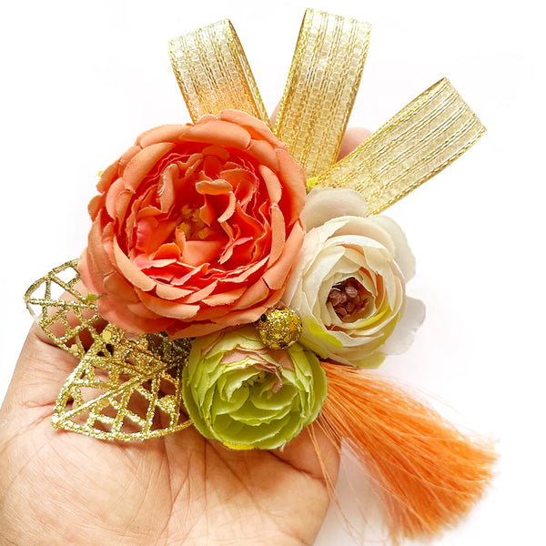 Premium Cabbage Rose & Peonies with Tassels Flower Bunch Set of 4 for Trousseau & Gift Packaging | Craft Shop India