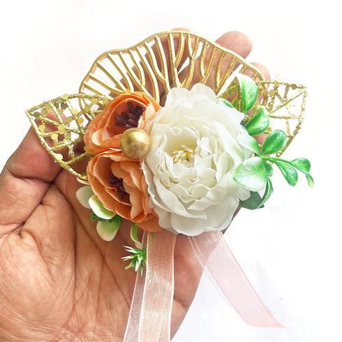 Ready-to-Use Mix Peonies & Ginkgo Leaf Flower Bunch Pack of 4 for Trousseau, Hampers & Festive Décor | Craft Shop India