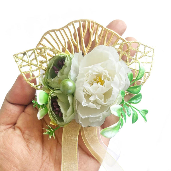 Ready-to-Use Mix Peonies & Ginkgo Leaf Flower Bunch Pack of 4 for Trousseau, Hampers & Festive Décor | Craft Shop India