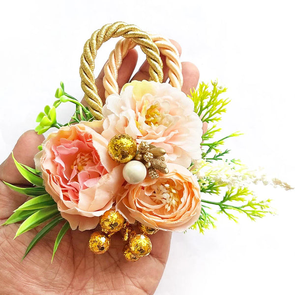 Peach Color Decorative Flower Bunch Pack of 4 for Trousseau, Gift Wrapping & Wedding Décor | Craft Shop India