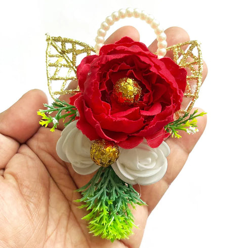 Artificial Big Peony & Two Foam Flower Bunch Pack of 4 for Gift Packaging, Trousseau & Wedding Décor | Craft Shop India