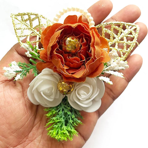 Artificial Big Peony & Two Foam Flower Bunch Pack of 4 for Gift Packaging, Trousseau & Wedding Décor | Craft Shop India