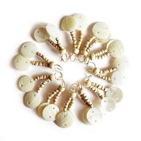 Sea Shell Mother of Pearl Tassel Set Of 10 for Saree Pallu, Designer Blouse, Dupatta | Craft Shop India