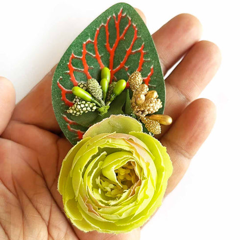 Single Peony Flower with Green Leaf Pack of 12 for Gift Hamper & Wedding Decoration | Craft Shop India