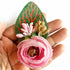 Single Peony Flower with Green Leaf Pack of 12 for Gift Hamper & Wedding Decoration | Craft Shop India