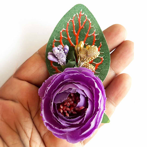 Single Peony Flower with Green Leaf Pack of 12 for Gift Hamper & Wedding Decoration | Craft Shop India