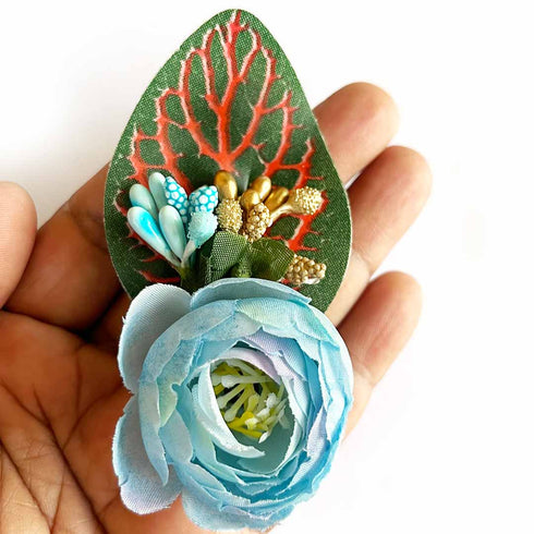 Single Peony Flower with Green Leaf Pack of 12 for Gift Hamper & Wedding Decoration | Craft Shop India