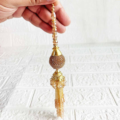 Designer Handmade Golden Ethnic Latkan Tassel Set of 2 for Traditional Wear & Décor | Craft Shop India