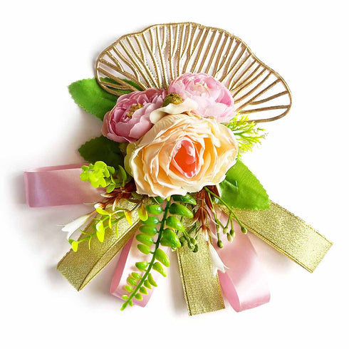 Rose Flower with Ribbon Decorative Bunch Pack of 2 for Trousseau & Wedding Decor | Craft Shop India