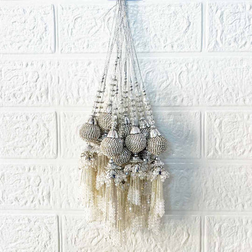 Designer Handmade Silver Ethnic Latkan Tassel Set of 2 for Traditional Wear & Décor | Craft Shop India