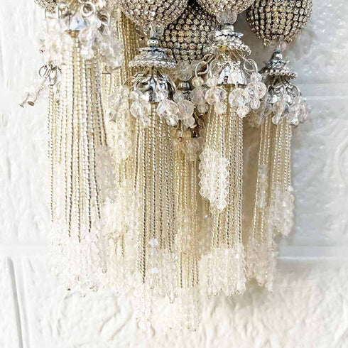 Designer Handmade Silver Ethnic Latkan Tassel Set of 2 for Traditional Wear & Décor | Craft Shop India