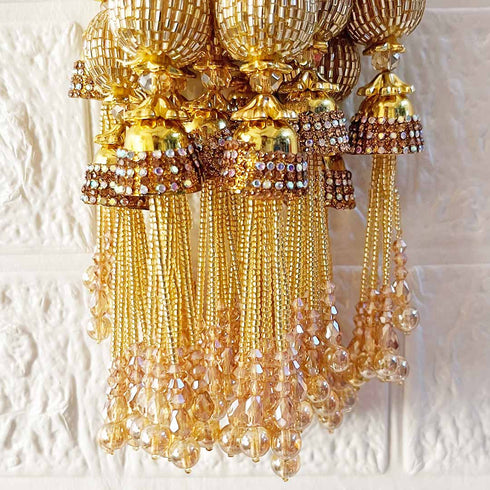 Handmade Ethnic Golden Cutdana Beads Latkan Tassel Set of 2 for Saree Pallu, Blouse, Suits, Dupatta, Lehenga Decor | Craft Shop India