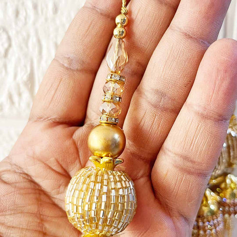 Handmade Ethnic Golden Cutdana Beads Latkan Tassel Set of 2 for Saree Pallu, Blouse, Suits, Dupatta, Lehenga Decor | Craft Shop India