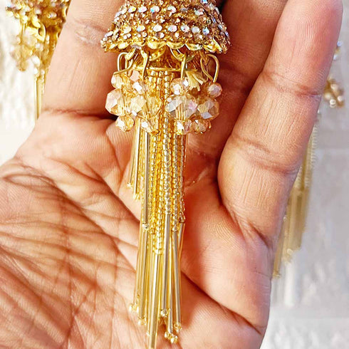 Handmade Ethnic Golden Nalki Latkan Tassel Set of 2 for Saree Pallu, Blouse, Suits, Dupatta, Lehenga Decor | Craft Shop India