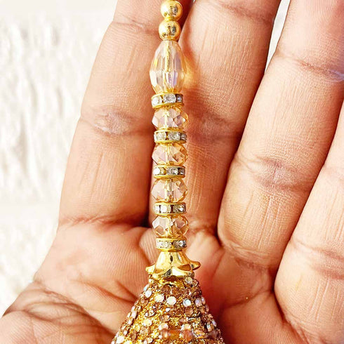 Handmade Ethnic Golden Nalki Latkan Tassel Set of 2 for Saree Pallu, Blouse, Suits, Dupatta, Lehenga Decor | Craft Shop India