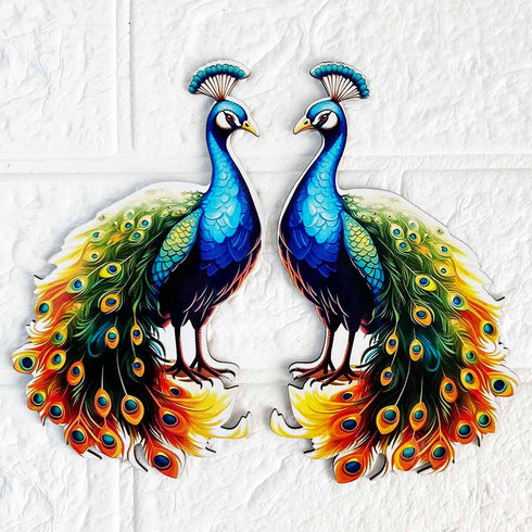 Printed Peacock MDF Cutout Pack of 10 for Wall & Festive Decoration | Craft Shop India