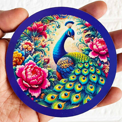 Round Peacock MDF Cutout Pack of 10 for Wall Hanging & Festive Decoration | Craft Shop India