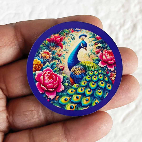Round Peacock MDF Cutout Pack of 10 for Wall Hanging & Festive Decoration | Craft Shop India