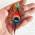 Golden Peacock Feather (Mor Pankh) MDF Cutout Pack of 10 for Wall Hanging & Festive Decoration | Craft Shop India