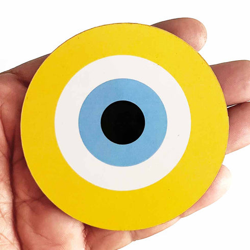 Yellow Evil Eye MDF Cutout Pack of 10 for Wall Hanging, Craft & Decoration | Craft Shop India